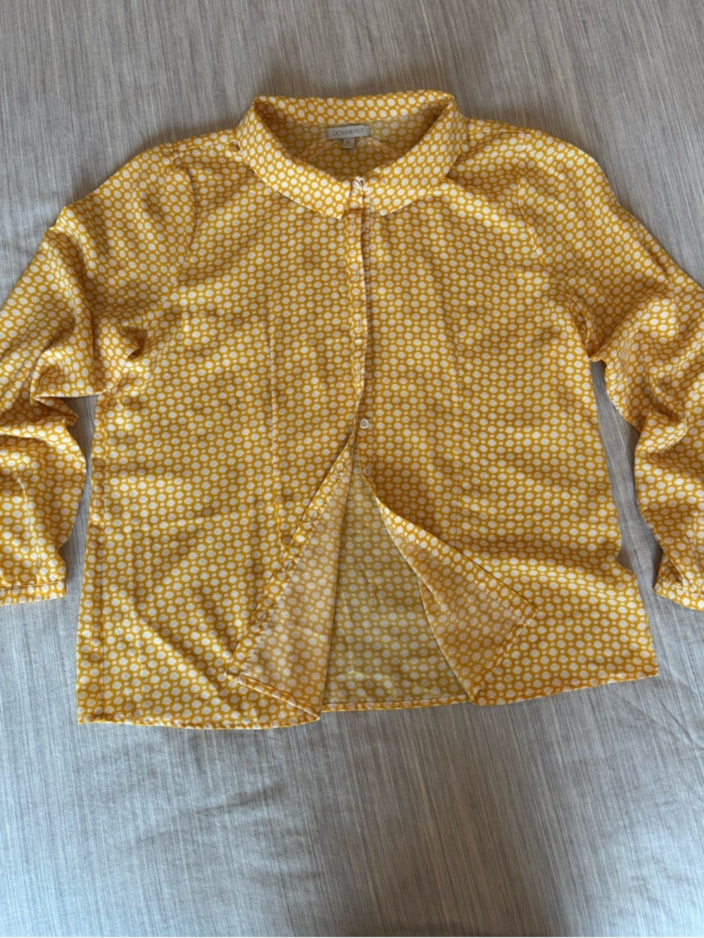 DownEast Yellow and White Geometric Print Blouse